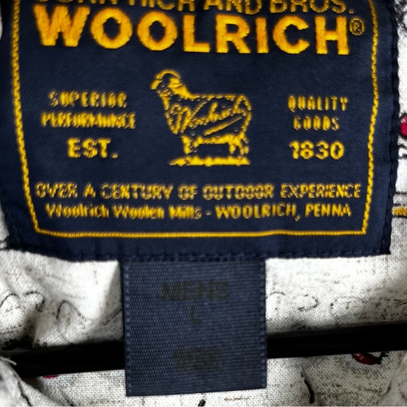 Vintage Woolrich Mens L Rod and Bouy Camp Shirt Fishing All Over Print John Rich - Picture 7 of 16